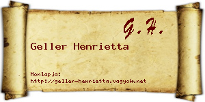 Geller Henrietta névjegykártya